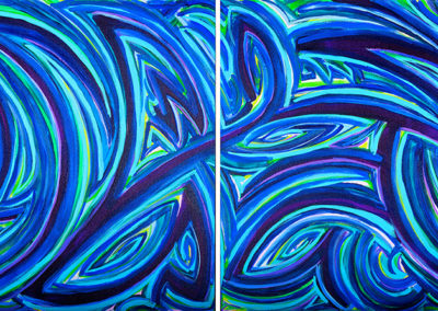 Marcia Santore, Tempest, 2018, acrylic, 30 x 80 inches
